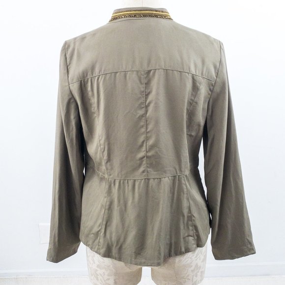 Chicos S Embellished Band Jacket Green Gold - Picture 4 of 10
